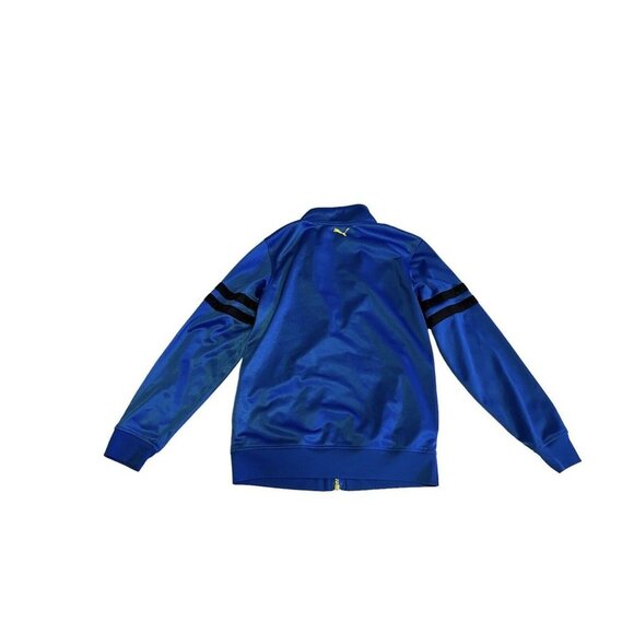 Puma Track Jacket Blue Yellow Logo Boys Size Medium - Picture 10 of 10
